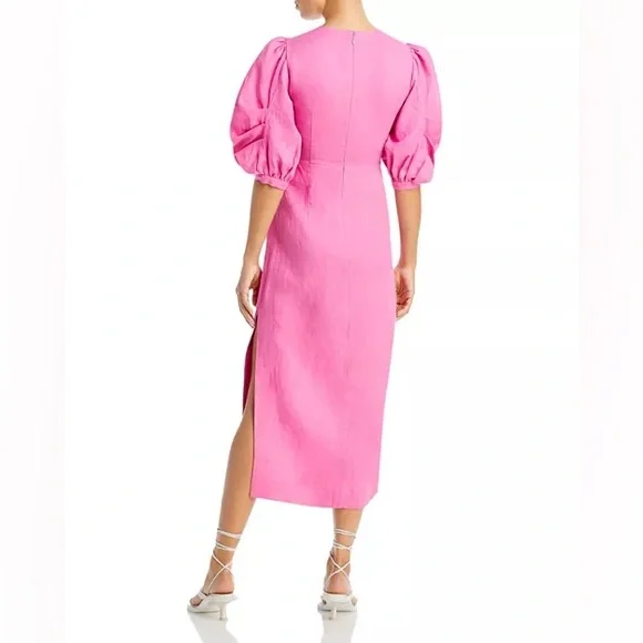 FARM Rio Linen Cut Out pink Midi Dress xs - Picture 3 of 7